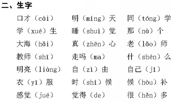 部编版语文一年级上册第七单元知识点整理汇总