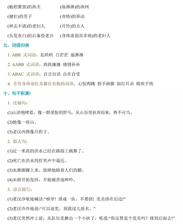 小学语文六年级上册1-4单元知识汇总