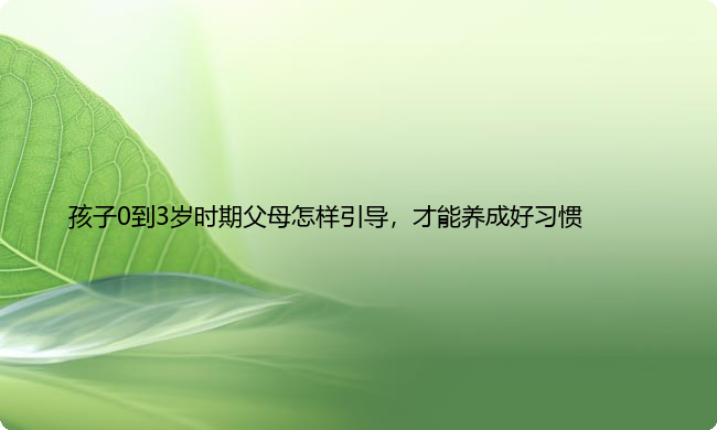 孩子0到3岁时期父母怎样引导，才能养成好习惯