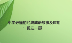 小学必懂的经典成语故事及应用：孤注一掷