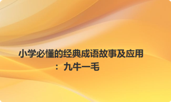 小学必懂的经典成语故事及应用：九牛一毛