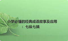 小学必懂的经典成语故事及应用：七纵七擒