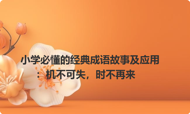 小学必懂的经典成语故事及应用：机不可失，时不再来