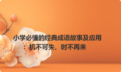 小学必懂的经典成语故事及应用：机不可失，时不再来
