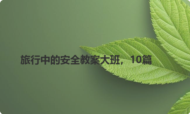 旅行中的安全教案大班，10篇