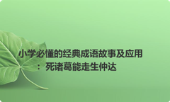 小学必懂的经典成语故事及应用：死诸葛能走生仲达