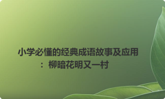 小学必懂的经典成语故事及应用：柳暗花明又一村