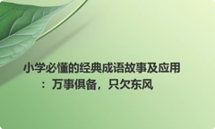 小学必懂的经典成语故事及应用：万事俱备，只欠东风