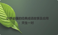 小学必懂的经典成语故事及应用：天生一对