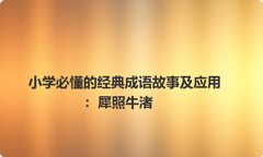 小学必懂的经典成语故事及应用：犀照牛渚
