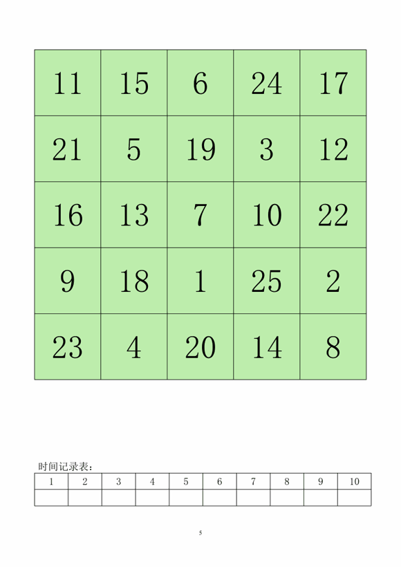 舒尔特方格训练方法：注意力训练-Day5