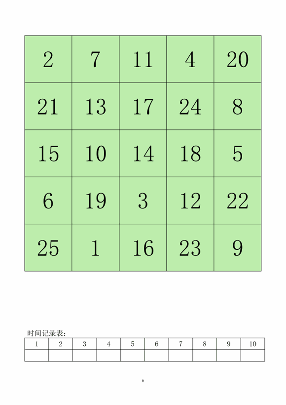 舒尔特方格训练方法：注意力训练-Day6
