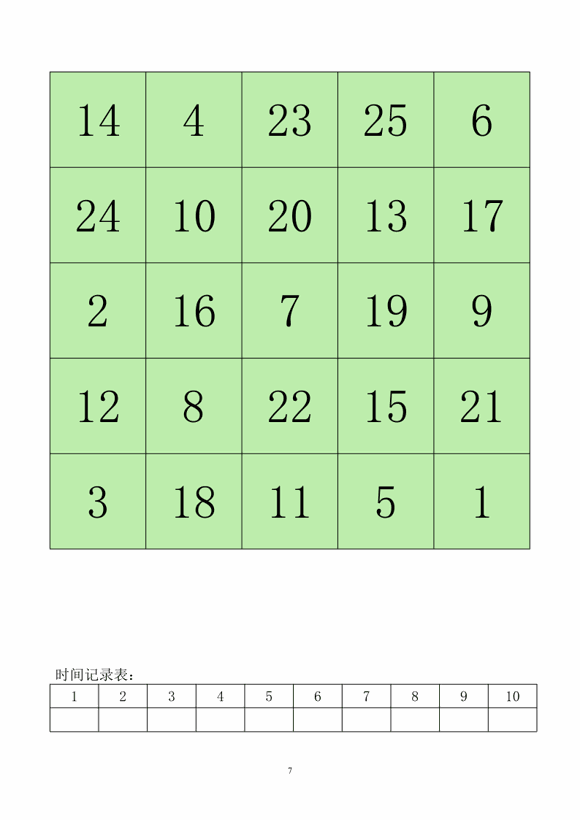 舒尔特方格训练方法：注意力训练-Day7