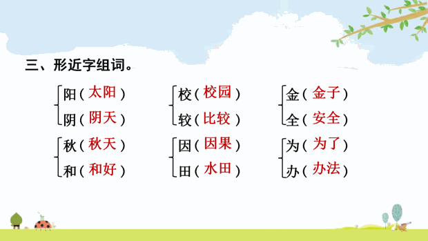 统编版语文一年级（下册）第2单元复习课件