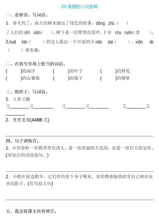 三年级语文上册第六单元知识点梳理+一课一练精编练习