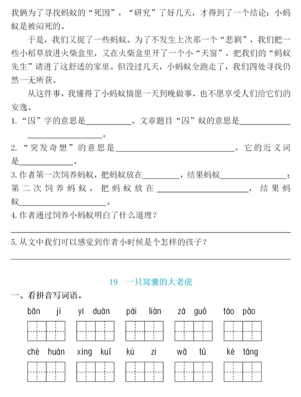 四年级语文上册第六单元知识点梳理+一课一练精编练习