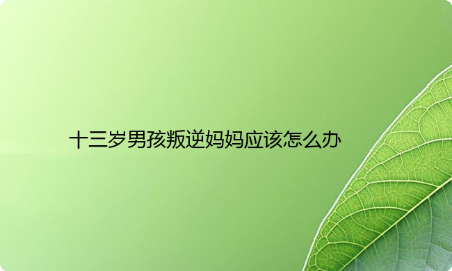 十三岁男孩叛逆妈妈应该怎么办