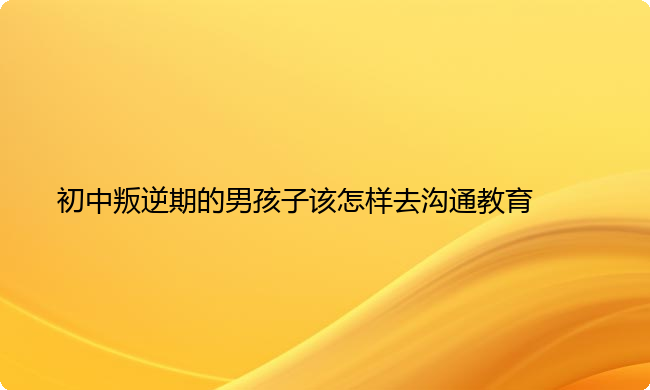 初中叛逆期的男孩子该怎样去沟通教育