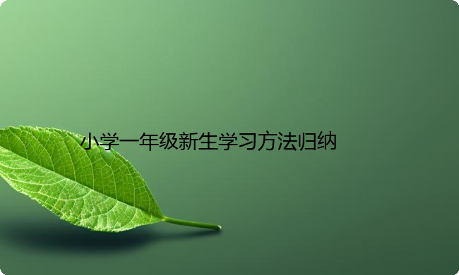 小学一年级新生学习方法归纳