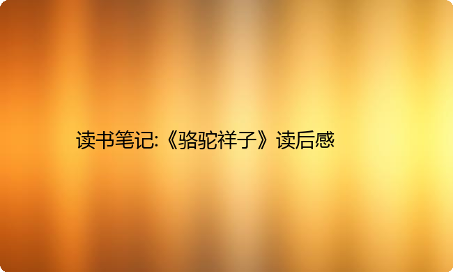 读书笔记:《骆驼祥子》读后感