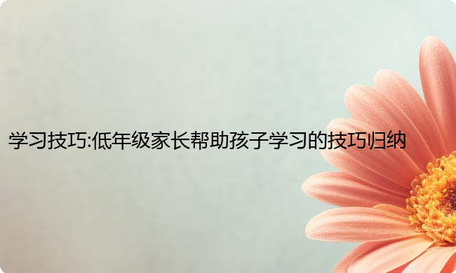 学习技巧:低年级家长帮助孩子学习的技巧归纳
