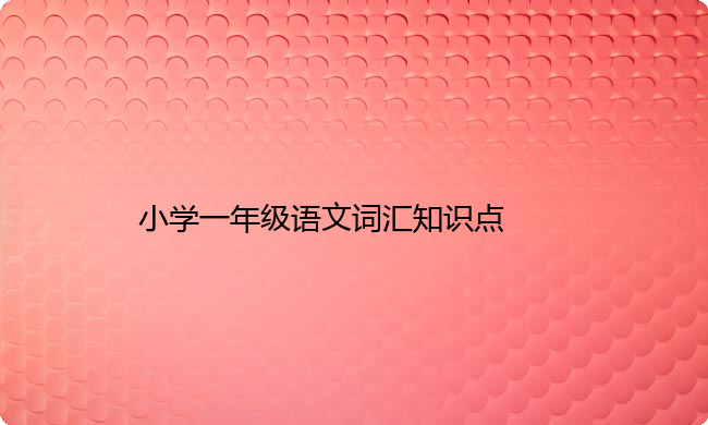 小学一年级语文词汇知识点