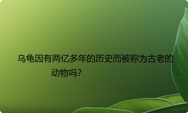 乌龟因有两亿多年的历史而被称为古老的动物吗？