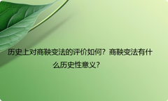 历史上对商鞅变法的评价如何？商鞅变法有什么历史性意义？
