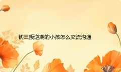初三叛逆期的小孩怎么交流沟通
