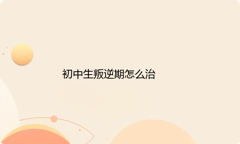 初中生叛逆期怎么治