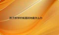 孩子放学时候遇到地震怎么办