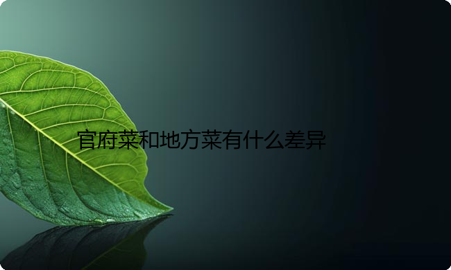 官府菜和地方菜有什么差异