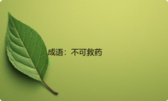小学必懂的经典成语故事及应用：不可救药