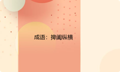 小学必懂的经典成语故事及应用：捭阖纵横