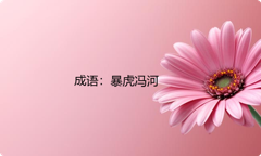 小学必懂的经典成语故事及应用：暴虎冯河