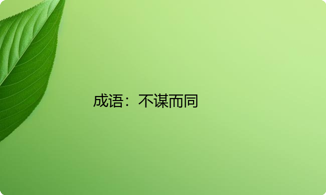 小学必懂的经典成语故事及应用：不谋而同