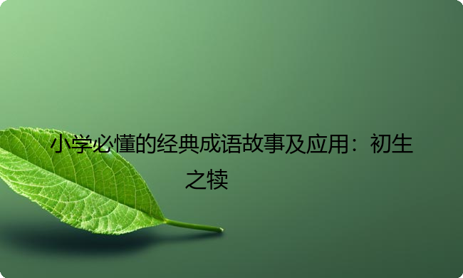 小学必懂的经典成语故事及应用：初生之犊