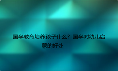 国学教育培养孩子什么？国学对幼儿启蒙的好处