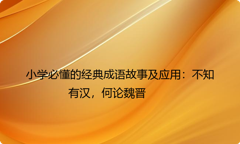小学必懂的经典成语故事及应用：不知有汉，何论魏晋