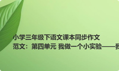 小学三年级下语文课本同步作文范文：第四