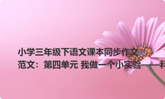 小学三年级下语文课本同步作文范文：第四