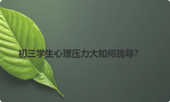 初三学生心理压力大如何疏导？
