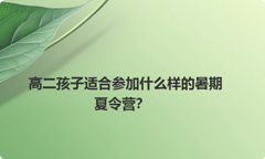 高二孩子适合参加什么样的暑期夏令营？