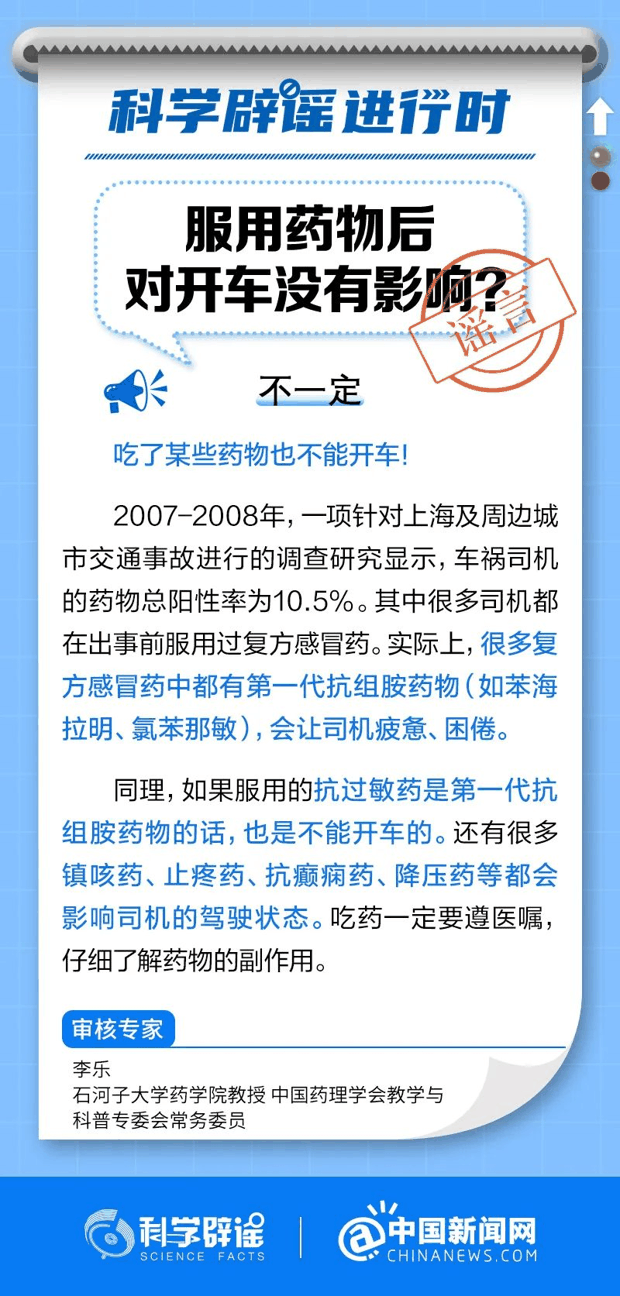 服用药物后对开车没有影响？喝了这些药不
