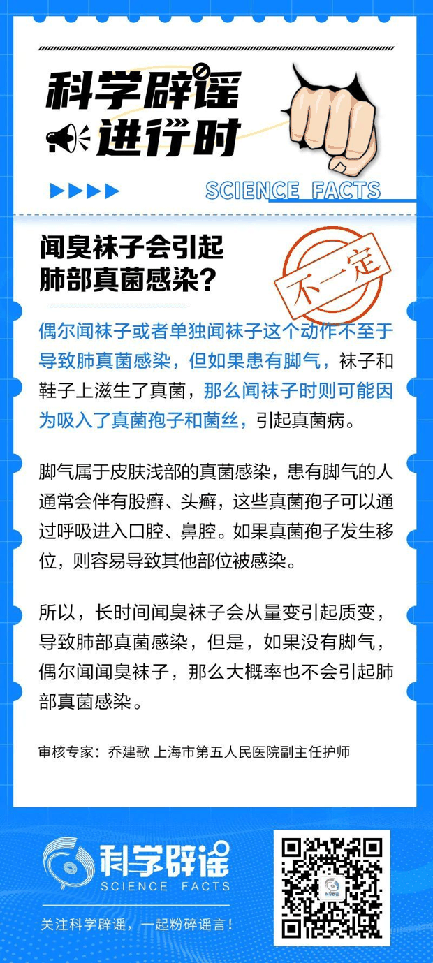 闻臭袜子会引起肺部真菌感染？
