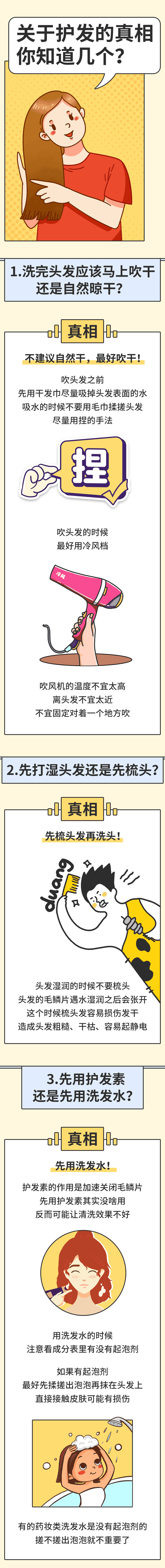 洗完头发是吹干，还是自然晾干？6个护发