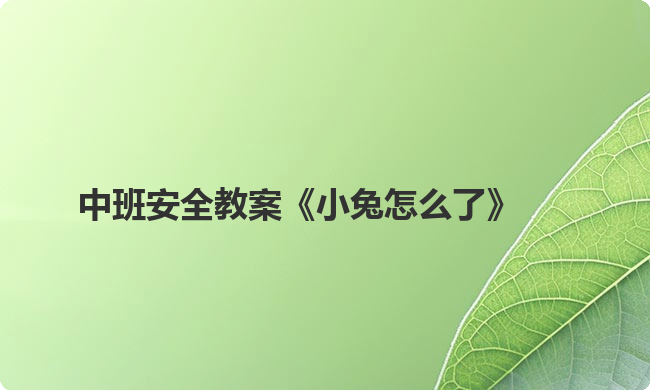 中班安全教案《小兔怎么了》
