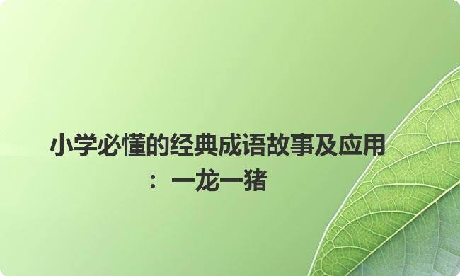 小学必懂的经典成语故事及应用：一龙一猪