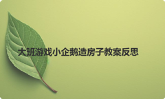 大班游戏小企鹅造房子教案反思