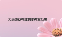 大班游戏有趣的水教案反思